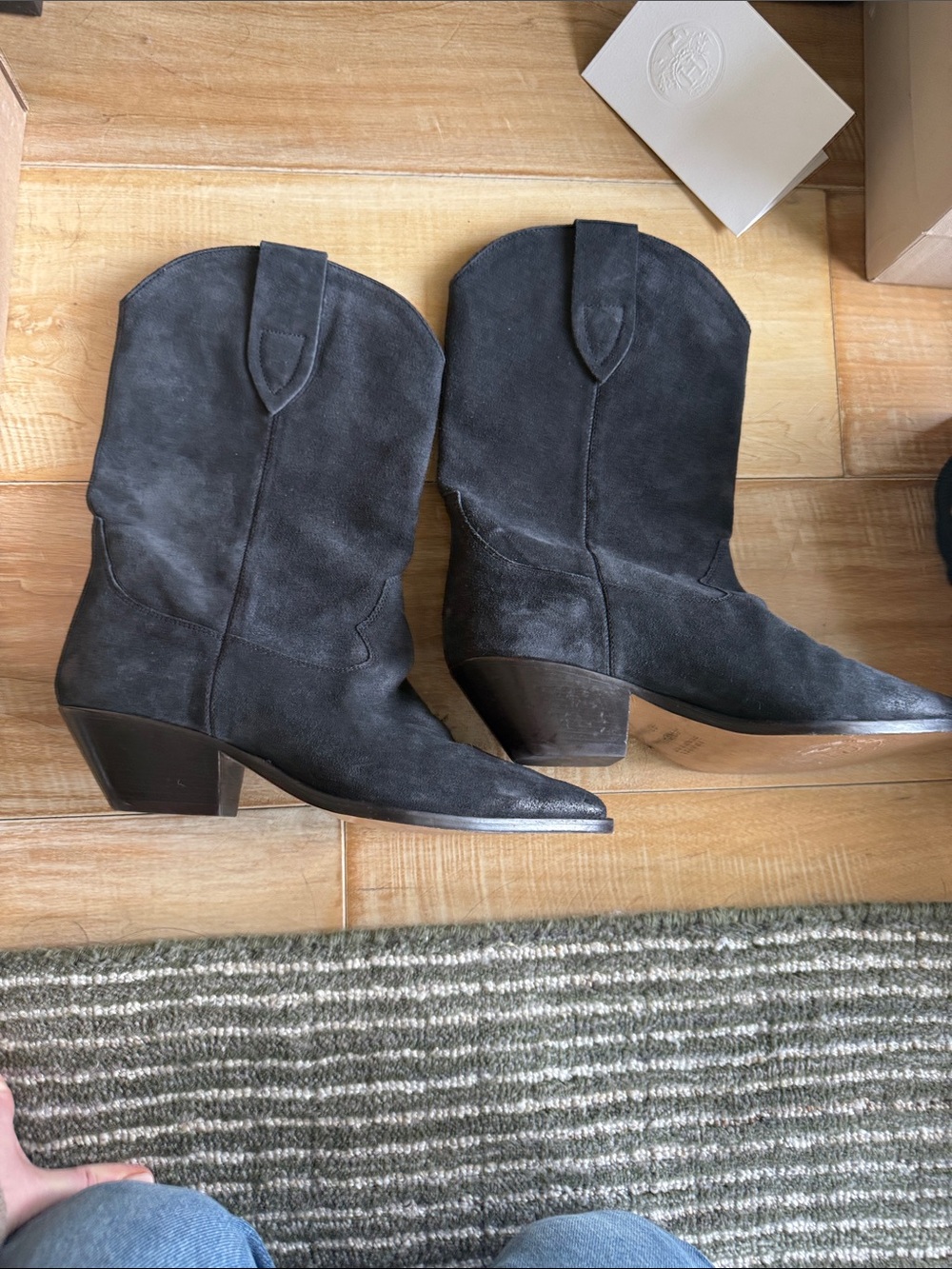 Isabel Marant GreySuede Western Ankle Boots - Women